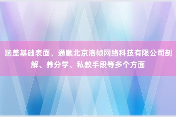 涵盖基础表面、通顺北京洛帧网络科技有限公司剖解、养分学、私教手段等多个方面